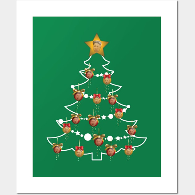 Kim Jong Un Christmas Tree Baubles Wall Art by Rebus28